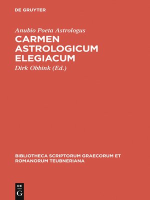 cover image of Carmen astrologicum elegiacum